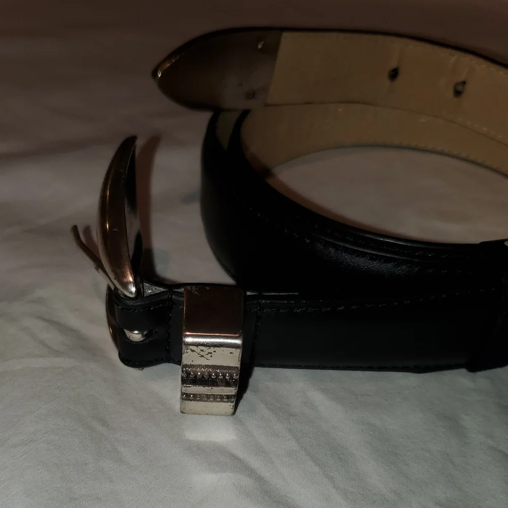 Silpada black leather belt silver